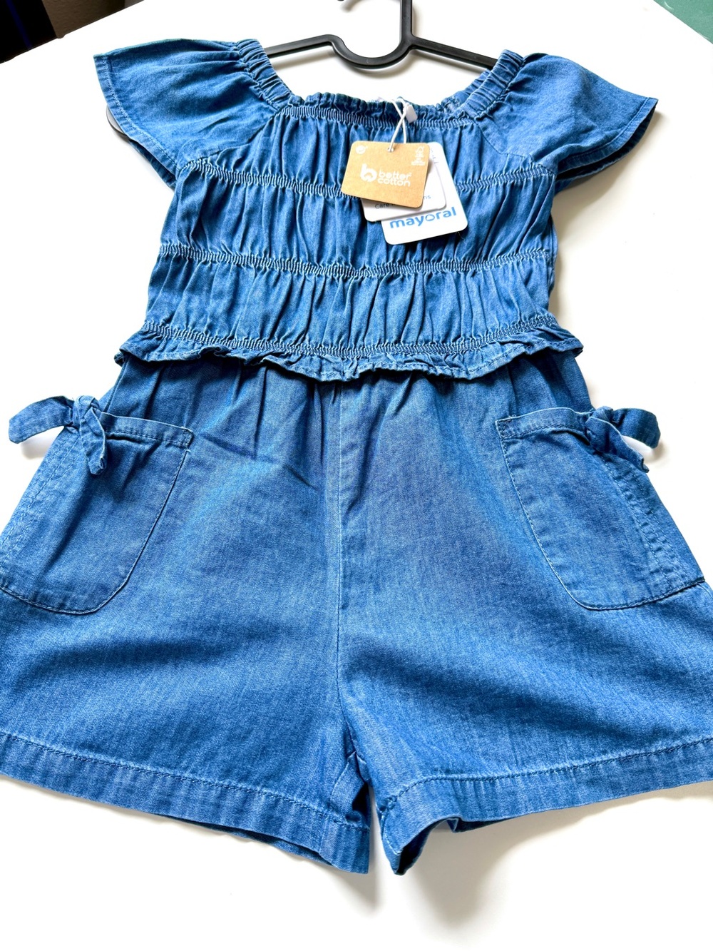 Mayoral Girls Blue Denim Romper